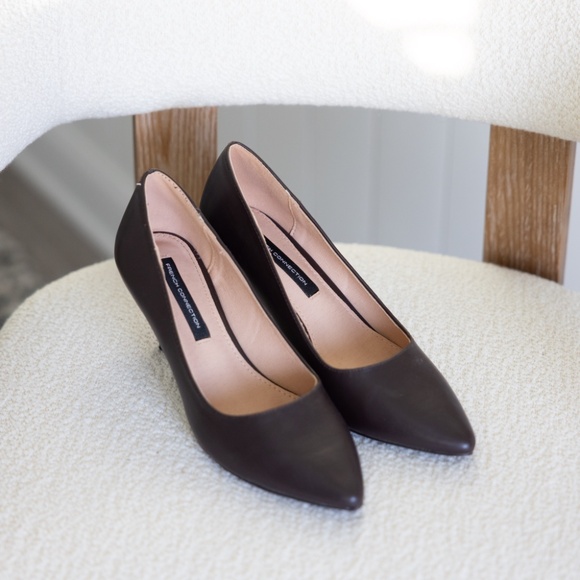 French Connection Brown Kitten Heel Pointed Toe Pumps Faux Leather Womens US 7 - Picture 10 of 14